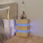Dulap noptieră cu LED stejar sonoma, 45x35x67 cm lemn prelucrat GartenMobel Dekor