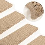 Covorașe scări autoadezive 15buc nisipiu 65x21x4cm aspect sisal GartenMobel Dekor