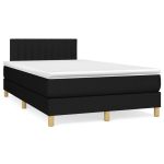 Pat cu arcuri, saltea și LED, negru, 120x190 cm, textil GartenMobel Dekor