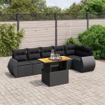 Set canapele de grădină cu perne, 7 piese, negru, poliratan GartenMobel Dekor