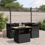 Set mobilier de grădină cu perne, 5 piese, negru, poliratan GartenMobel Dekor