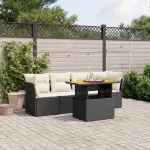 Set mobilier de grădină cu perne, 5 piese, negru, poliratan GartenMobel Dekor
