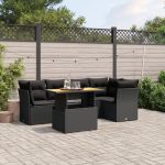 Set mobilier de grădină cu perne, 5 piese, negru, poliratan GartenMobel Dekor