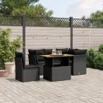 Set mobilier de grădină cu perne, 5 piese, negru, poliratan GartenMobel Dekor