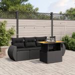 Set mobilier de grădină cu perne, 5 piese, negru, poliratan GartenMobel Dekor