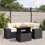 Set mobilier de grădină cu perne, 5 piese, negru, poliratan GartenMobel Dekor