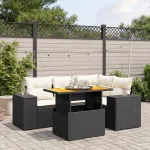 Set mobilier de grădină cu perne, 5 piese, negru, poliratan GartenMobel Dekor