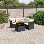Set mobilier de grădină cu perne, 5 piese, negru, poliratan GartenMobel Dekor