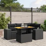 Set mobilier de grădină cu perne, 5 piese, negru, poliratan GartenMobel Dekor