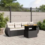 Set mobilier de grădină cu perne, 5 piese, negru, poliratan GartenMobel Dekor