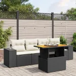 Set mobilier de grădină cu perne, 5 piese, negru, poliratan GartenMobel Dekor