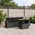 Set mobilier de grădină cu perne, 5 piese, negru, poliratan GartenMobel Dekor