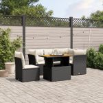 Set mobilier de grădină cu perne, 5 piese, negru, poliratan GartenMobel Dekor