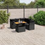Set mobilier de grădină cu perne, 5 piese, negru, poliratan GartenMobel Dekor