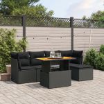Set mobilier de grădină cu perne, 6 piese, negru, poliratan GartenMobel Dekor