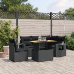Set mobilier de grădină cu perne, 6 piese, negru, poliratan GartenMobel Dekor