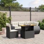 Set mobilier de grădină cu perne, 6 piese, negru, poliratan GartenMobel Dekor