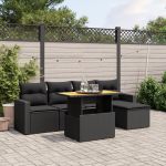 Set mobilier de grădină cu perne, 6 piese, negru, poliratan GartenMobel Dekor