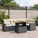 Set mobilier de grădină cu perne, 6 piese, negru, poliratan GartenMobel Dekor