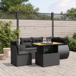 Set mobilier de grădină cu perne, 6 piese, negru, poliratan GartenMobel Dekor