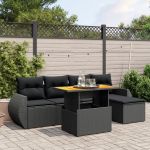 Set mobilier de grădină cu perne, 6 piese, negru, poliratan GartenMobel Dekor
