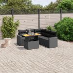 Set mobilier de grădină cu perne, 6 piese, negru, poliratan GartenMobel Dekor