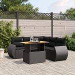 Set mobilier de grădină cu perne, 6 piese, negru, poliratan GartenMobel Dekor