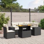 Set mobilier de grădină cu perne, 6 piese, negru, poliratan GartenMobel Dekor