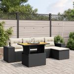 Set mobilier de grădină cu perne, 6 piese, negru, poliratan GartenMobel Dekor