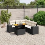 Set mobilier de grădină cu perne, 6 piese, negru, poliratan GartenMobel Dekor