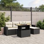 Set mobilier de grădină cu perne, 6 piese, negru, poliratan GartenMobel Dekor