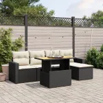 Set mobilier de grădină cu perne, 6 piese, negru, poliratan GartenMobel Dekor