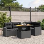 Set mobilier de grădină cu perne, 6 piese, negru, poliratan GartenMobel Dekor