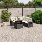 Set mobilier de grădină cu perne, 6 piese, negru, poliratan GartenMobel Dekor