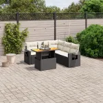 Set mobilier de grădină cu perne, 6 piese, negru, poliratan GartenMobel Dekor