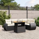 Set mobilier de grădină cu perne, 6 piese, negru, poliratan GartenMobel Dekor