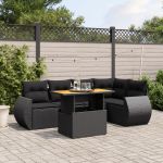 Set mobilier de grădină cu perne, 6 piese, negru, poliratan GartenMobel Dekor