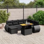 Set mobilier de grădină cu perne, 8 piese, negru, poliratan GartenMobel Dekor