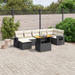 Set mobilier de grădină cu perne, 8 piese, negru, poliratan GartenMobel Dekor