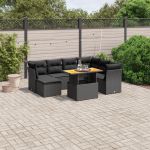 Set mobilier de grădină cu perne, 8 piese, negru, poliratan GartenMobel Dekor