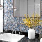 Plăci mozaic, 22 buc., gri și albastru, 30x30 cm, sticlă GartenMobel Dekor