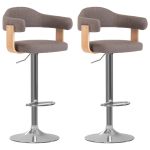 Scaune de bar 2 buc. gri taupe lemn curbat și material textil GartenMobel Dekor