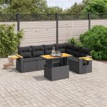Set canapele de grădină cu perne, 7 piese, negru, poliratan GartenMobel Dekor