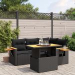 Set mobilier de grădină cu perne, 5 piese, negru, poliratan GartenMobel Dekor