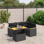 Set mobilier de grădină cu perne, 5 piese, negru, poliratan GartenMobel Dekor