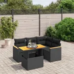 Set mobilier de grădină cu perne, 5 piese, negru, poliratan GartenMobel Dekor