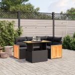 Set mobilier de grădină cu perne, 5 piese, negru, poliratan GartenMobel Dekor