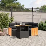 Set mobilier de grădină cu perne, 5 piese, negru, poliratan GartenMobel Dekor
