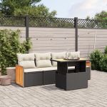 Set mobilier de grădină cu perne, 5 piese, negru, poliratan GartenMobel Dekor