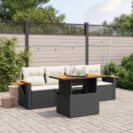 Set mobilier de grădină cu perne, 5 piese, negru, poliratan GartenMobel Dekor